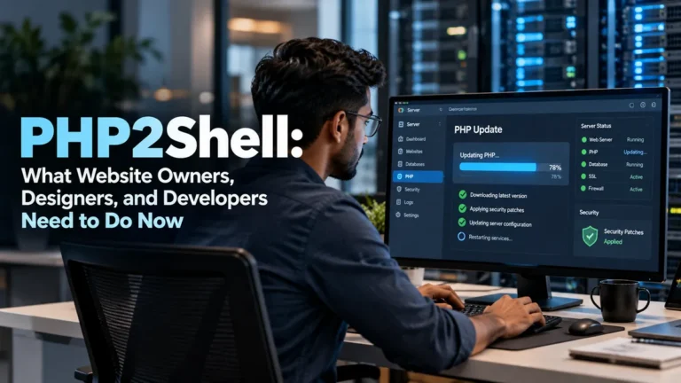 Web developer updating server software to patch a PHP security vulnerability.